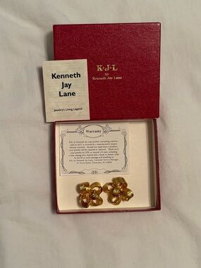 Vintage Kenneth Jay Lane Shiny Gold Clip-On Earrings